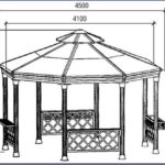 Эскиз восьмиугольной металлической беседки с размерами