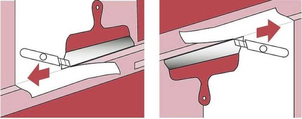 Обрезка обоев под потолком и возле плинтуса