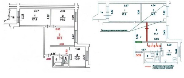 Пример перепланировки без предварительного согласования