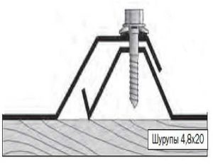 Соединение двух листов профнастила при помощи саморезов