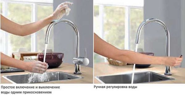 Одна из новинок Grohe - включение и выключение прикосновением