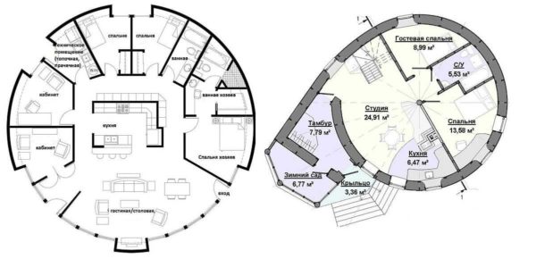 Планировка купольного дома: рассматриваем способы организации входной группы