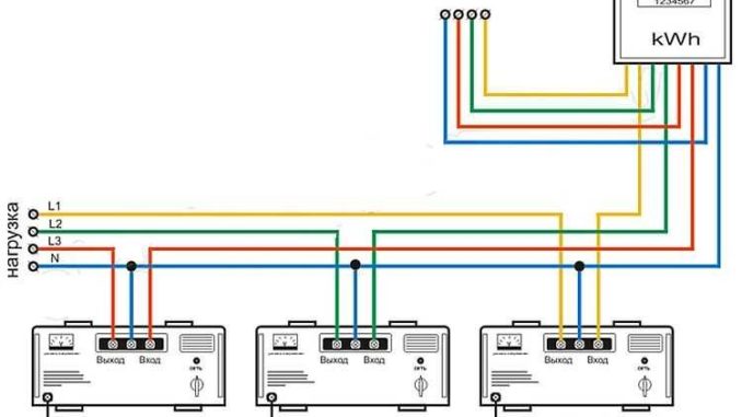 Схема установки однофазных стабилизаторов в трехфазные цепи