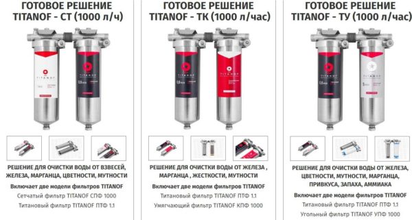 Связки из фильтров разного типа фирмы Titanof, в том числе и с титановым фильтрующим элементом 